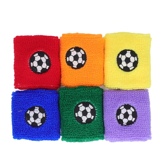 M Buder 6Pcs Kids Sweatbands Polyester Fiber Soft Breathable Assorted Color Sports Wristbands for Basketball Soccer Running (16 inches / 40.6 cm)