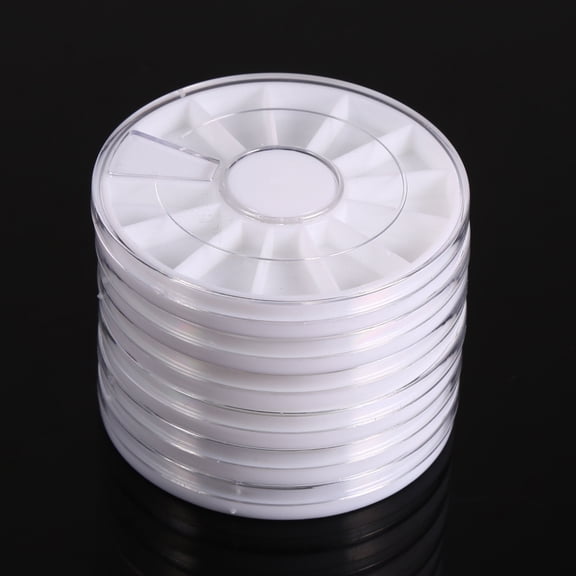 M Buder 6Pcs Set 12 Compartments Nail Art Decoration Gem Rhinestone Empty Wheel Box Storage Container Clear Plastic Display Organizer Rotating Lid 2.36 inches / 6.0 cm