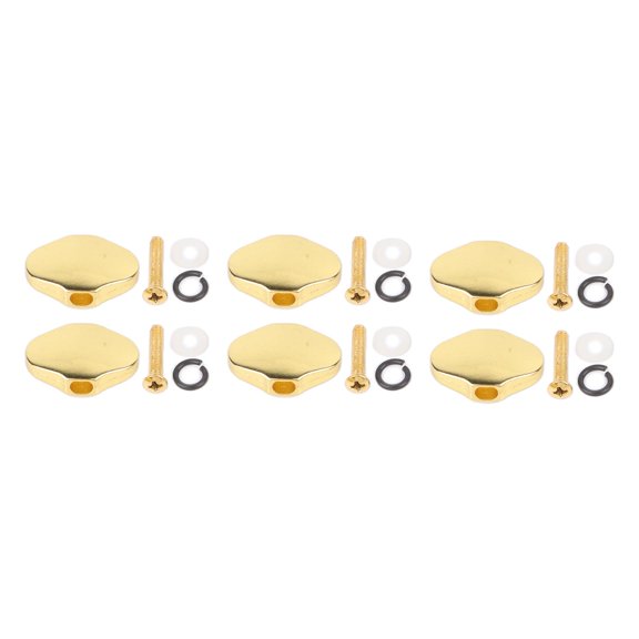 M Buder 6pcs Electric Guitar Tuning Peg Tuner Machine Head Knobs with Screws and Washers, Premium Metal Replacement Parts for String Instruments, Flower Shape Handle, Gold