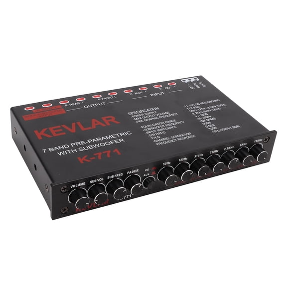 M Buder 7-Band Car Audio Graphic Equalizer Universal Low Pass Variable Gain Adjustment High Level Input EQ Stereo System Accessories - 8.66 inches / 22 cm, 1.38 lbs / 626.71 g, Black[cite: 1]