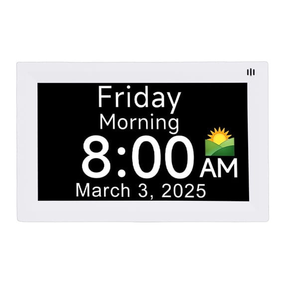 M Buder 7 Inch Digital Clock LCD Display with Alarm Calendar Medication Reminder Large Screen Electronic Desk Clock with Remote Control for Seniors, 7.36 x 4.72 Inches / 18.7 x 12 cm