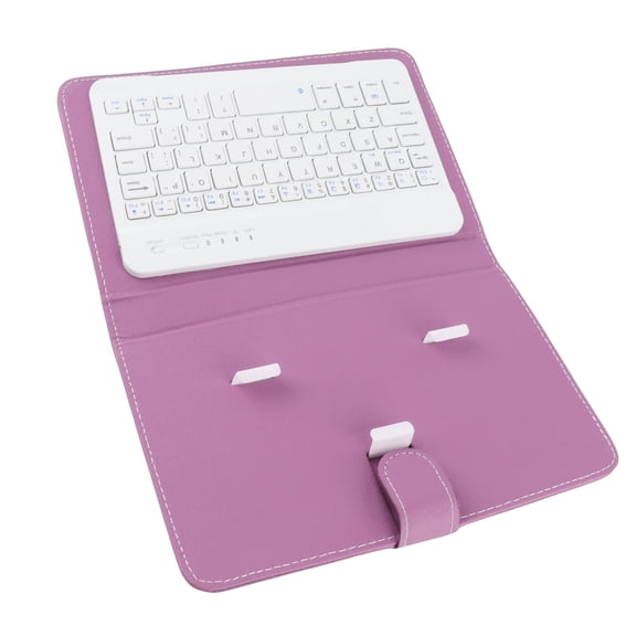 M Buder 7 Inches / 17.8 cm Universal Wireless Bluetooth 3.0 Keyboard with PU Leather Protective Case Stand for 4.5-6.8 Inches / 11.4-17.3 cm Screen Android iOS Windows Mobile Phones, Purple