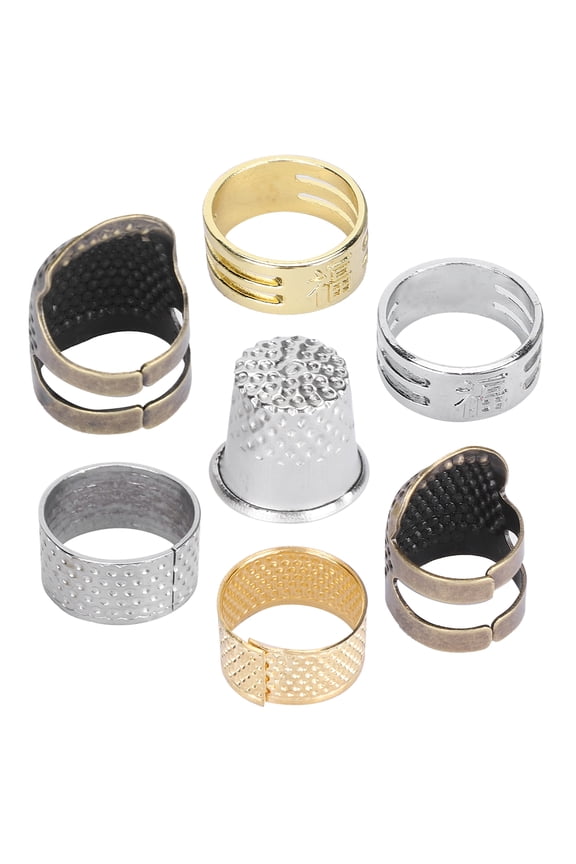 7Pcs Sewing Thimble Ring Brass Finger Protection Sleeve Knitting CrossStitch Fingertip Protector