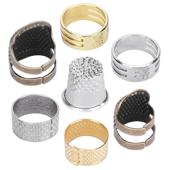 M Buder 7Pcs Sewing Thimble Ring Brass Finger Protection Sleeve Knitting CrossStitch Fingertip Protector
