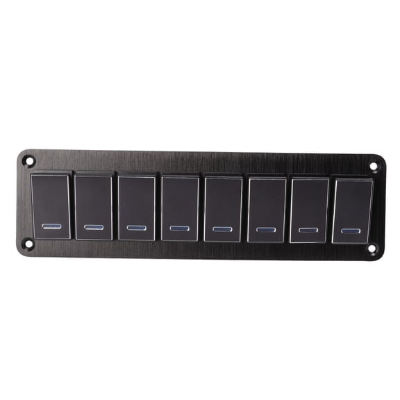 M Buder 8 Gang Rocker Switch Panel 12-24V Aluminum Alloy Blue LED Toggle Control for Car RV UTV