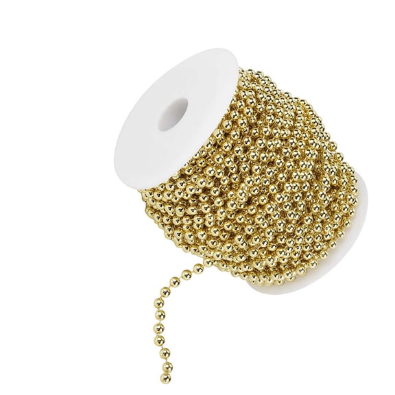 M Buder 82.0ft / 25m Electroplating Pearl Wire Beads Garland String DIY Wedding Decoration, 6mm ABS Imitation Pearls for Christmas Tree, Window and Party Embellishment (Golden)