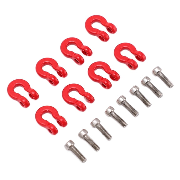 M Buder 8PCS Metal Front Rear Bumper Trailer Hook Tow Shackle Rescue Hook for Axial Scx24 1/24 RC Car, Red, 8 Count