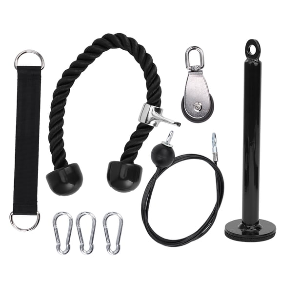 M Buder 8Pcs Portable Fitness Equipment DIY Pulley Rope Exercise Arm Strength Training Triceps System (6.6 ft / 2 m Cable)