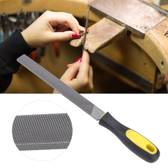 M Buder 8in Flat Mill Steel File Grinding Blade with Handle Sharpening Shaping Tool for Metal, Coarse Teeth File for Professional & DIY Use (8 inches / 20.3 cm)