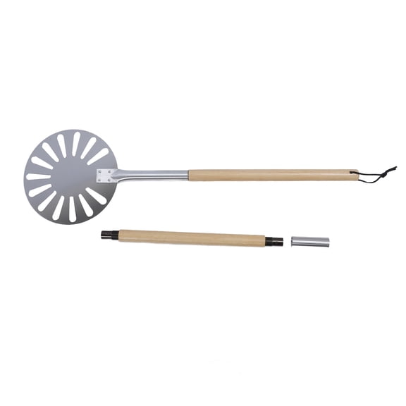 M Buder 9 Inch / 22.86 cm Stainless Steel Pizza Turning Peel with 2 Wooden Long Handles Lightweight Perforated Metal Pizza Turner Spatula for Home Kitchen Baking Pastry Tool Accessory
