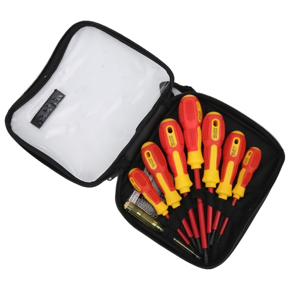 M Buder 9-Piece 500V Insulated Screwdriver Set - High Hardness Hand Tools for Electrical Repair with Test Pen & Storage Bag - 9.06 inches / 23.00 cm