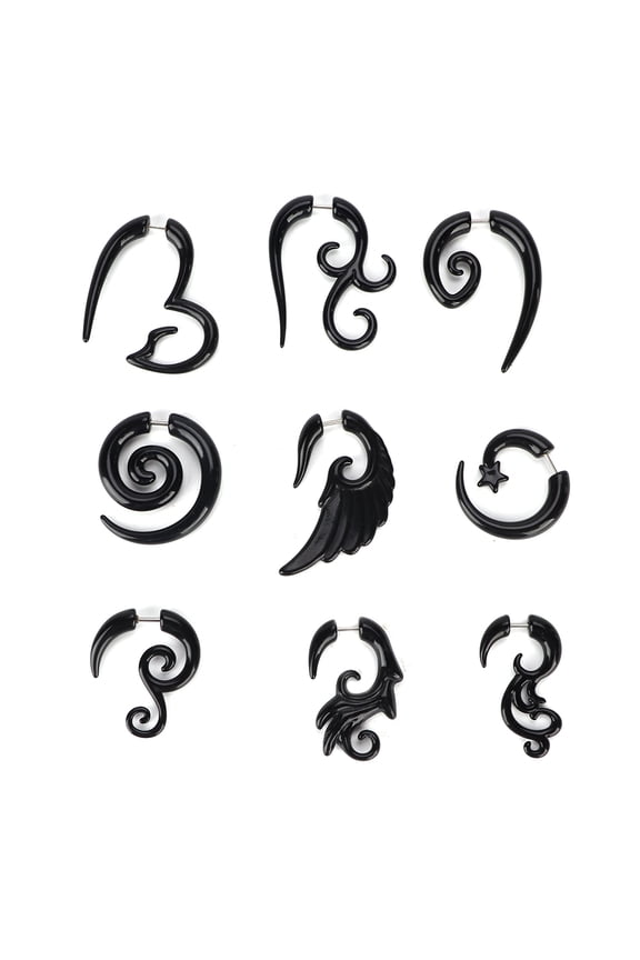 9pcs Set Acrylic Earrings Punk Style Ear Stud Piercing Jewelry [cite: 1, 8]