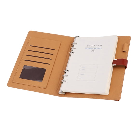 M Buder A5 Binder 6 Rings PU Leather Magnetic Closure Refillable Notebook Binder with 80 Sheets Lined Paper, Durable A5 Planner Binder 9.25 x 7.09 in / 23.5 x 18 cm for Office School Home Use