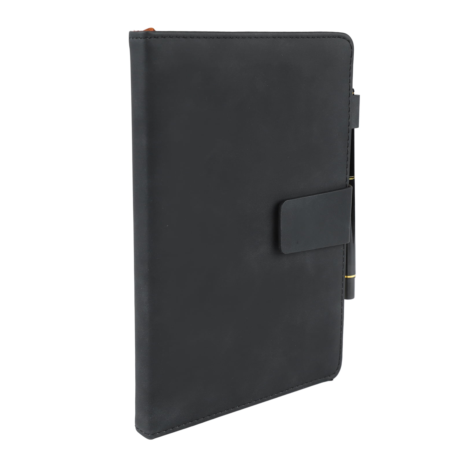 M Buder A5 Notebook PU Leather Ruled Journal with Pen, Black, 8.7 x 5.9 inches