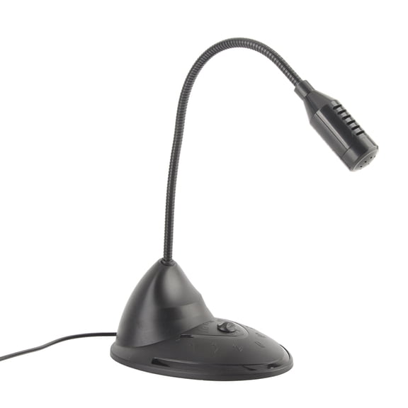 M Buder ABS Black Omnidirectional Wired Computer Microphone with 3.5mm Plug and Adjustable Tube