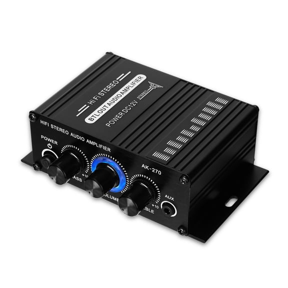 M Buder AK270 Mini Audio 2-Channel Stereo Power Amplifier Portable Sound Amplifier AUX Input Speaker Amp for Car and Home