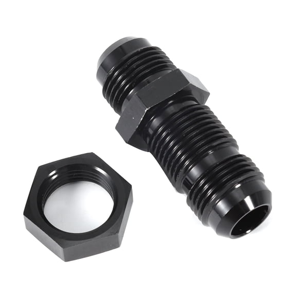 M Buder AN8 Large Male to Male Straight Bulkhead Fitting Connector with Nut[cite: 1], Universal Fuel Adapter System, Black Aluminum Alloy[cite: 1] (2.76 inches / 7 cm)