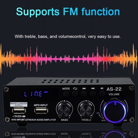 M Buder AS-22 12Volt Compact Size Audio Power Amplifier Portable Sound System Amp for Car and Home Black