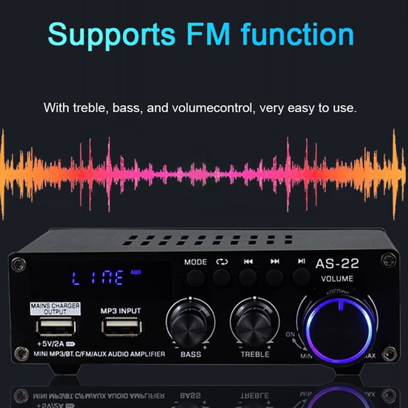 M Buder AS-22 12Volt Compact Size Audio Power Amplifier Portable Sound System Amp for Car and Home Black