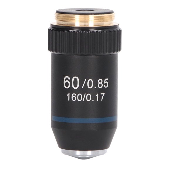 M Buder Achromatic Objective Brass 60X High Power Microscope Lens for Biology Laboratory Interface 0.80 inches / 20.2mm Standard RMS Size Microscope Objective Lens Parts Storage Box Included