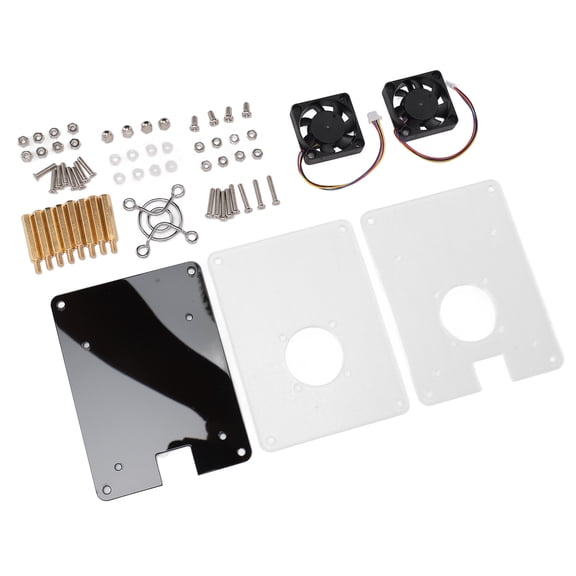 M Buder Acrylic Case Replacement for RasPi 5, 2 Layers Transparent Case with Cooling Fan, Clear, Small Form Factor