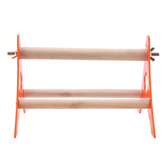M Buder Acrylic & Wooden Bird Tripod Perch Stand, Large Portable Parrot Play Table Toy, Orange (9.84 x 5.51 inches)