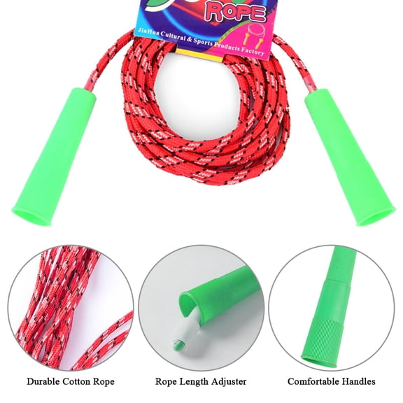 M Buder Adjustable Cotton Jump Rope for Women Men Kids, Home Gym Fitness Training Skipping Rope, 7.5 ft / 2.3 m