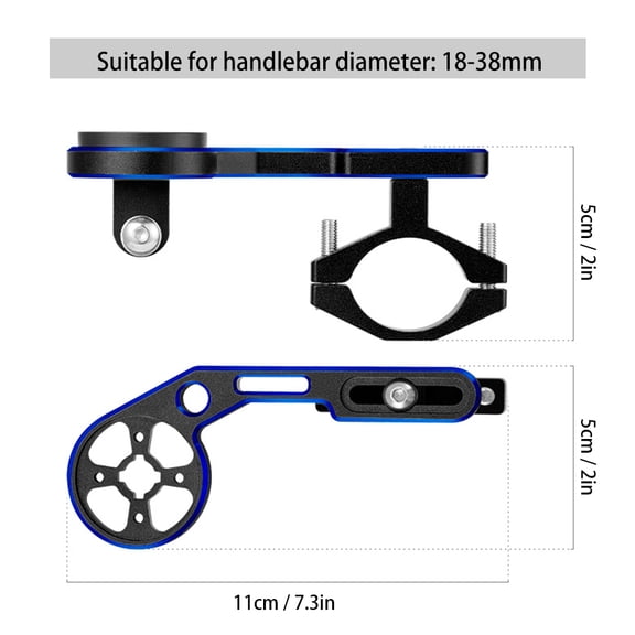 M Buder Adjustable Out Front Bike Computer Mount Handlebar Holder Extension Bracket with Action Camera Adapter and Light Mount for Garmin Bryton Cateye Mountain Road Bicycles (4.3 inches / 11 cm)