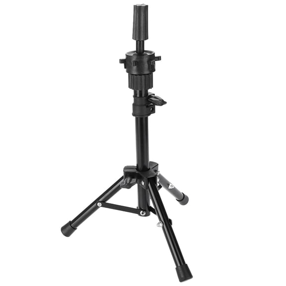 M Buder Adjustable Hairdressing Training Head Holder Salon Model Mannequin Head Tripod Stand Black for Cosmetology Hair Styling Practice Clamp (14.2 to 23.0 inches)