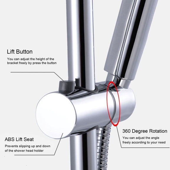 M Buder Adjustable Height Shower Head Holder For Slide Bar Rail Bracket Handheld Showerhead 360 Degree Rotation Sprayer Bracket Polished Chrome Replacement Part