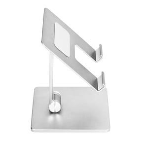 M Buder Adjustable Phone Stand Aluminum Alloy Reusable Desktop Tablet Computer Holders Rack 180 Degree Angle Rotating Cradle Dock for Office Home Bedroom Silver (5.1 x 4.8 inches / 12.9 x 12.3 cm)