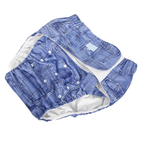 M Buder Adult Diaper Adjustable Washable Elderly Diaper Reusable Incontinence Nappy Pants L Denim[cite: 1]