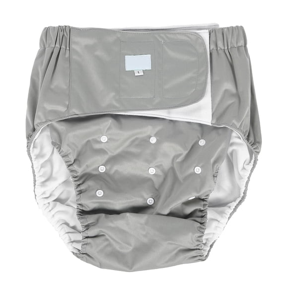 M Buder Adult Diaper Adjustable Washable Elderly Diaper Reusable Incontinence Nappy Pants L Gray[cite: 1]