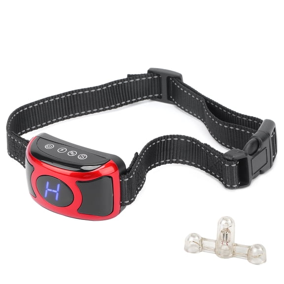 M Buder Advanced Automatic Dog Training Bark Collar with Rechargeable Built-in Battery, Adjustable Anti-Shock and Anti-Bark Modes for Small, Medium and Large Dogs, 21.9 Inches, Red