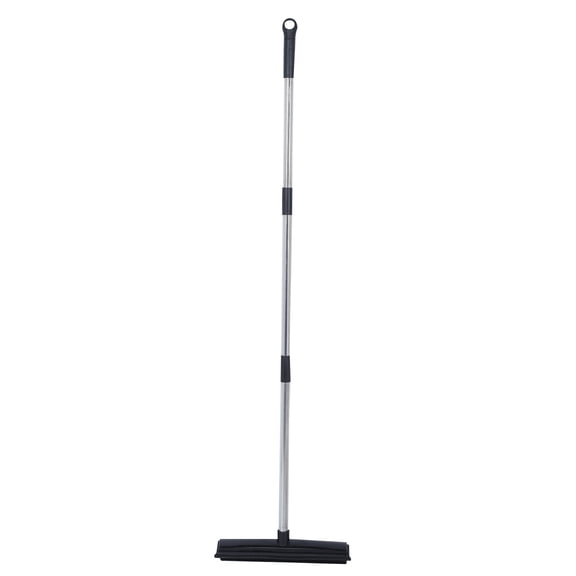 M Buder All-Purpose Telescopic Rubber Squeegee Floor Broom for Carpet Dog Hair Dust Removal Hand-Free Wash Extendable Sweeper Cleaning Tool, 48 inches / 122 cm, Black