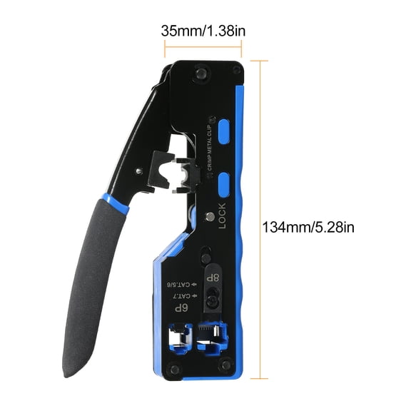 M Buder All-in-One RJ45 Pass Through Crimp Tool Kit for Cat5e Cat6 Cat6a Connectors, Professional Wire Crimper Stripper Cutter with 100Pcs Gold-Plated Plugs, 100Pcs Covers, Tester & Network Pliers