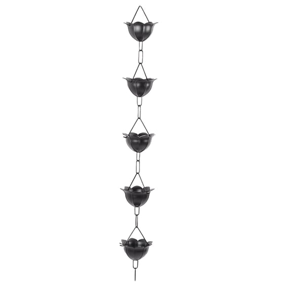 M Buder Aluminum Alloy Decorative Rain Chain for Gutters 3.3ft Outdoor Downspout Alternative Black Petal Design