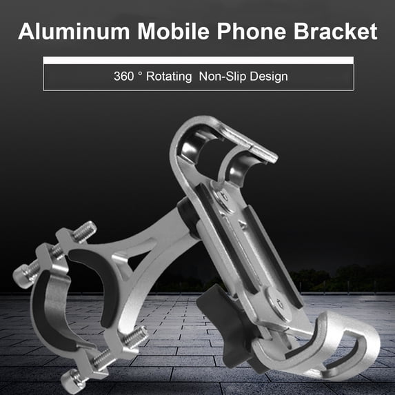 M Buder Aluminum Alloy Mobile Phone Bracket Mountain Bike Motorbike Navigation Holder Handlebar Mount 360 Degree Rotatable Waterproof Anti-Rust Anti-Slip Silicone Pad, Silver (5.91 in / 15 cm)