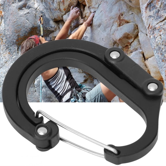 M Buder Aluminum D Ring Carabiner, Heavy Duty 3.07 inches / 7.8 cm External Hanging Buckle Quickdraw Security Locking Equipment for Climbing, Camping, Hiking, Outdoor Traveling, Black