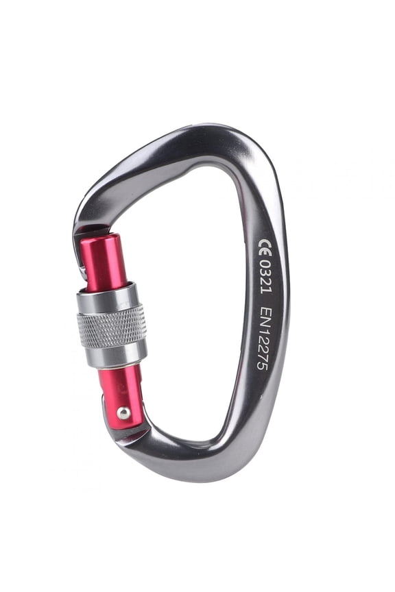 Aluminum D Shape Carabiner Buckle Outdoor Climbing Keychain Hook 25KN, Gray