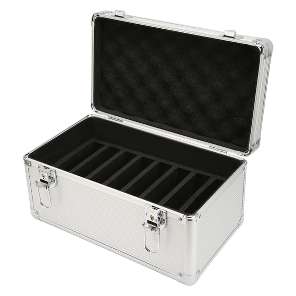 M Buder Aluminum Hard Drive Storage Box 14 Bays Safe Lock Design Double Protection Carrying Case for 2.5in and 3.5in Hard Drives, Silver