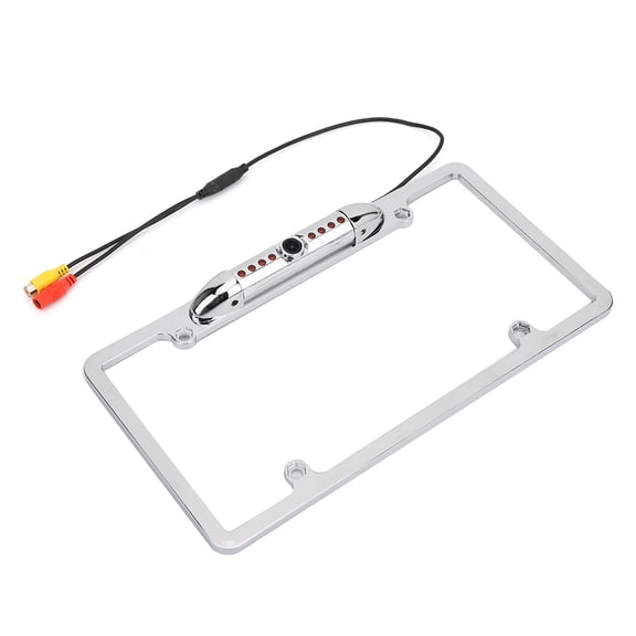 M Buder American License Plate Rear View Camera Wide Angle Infrared Night Vision Reverse Assist Universal Vehicle Fit Electroplate Silver With HD Display System (12.99 inches / 33 cm)