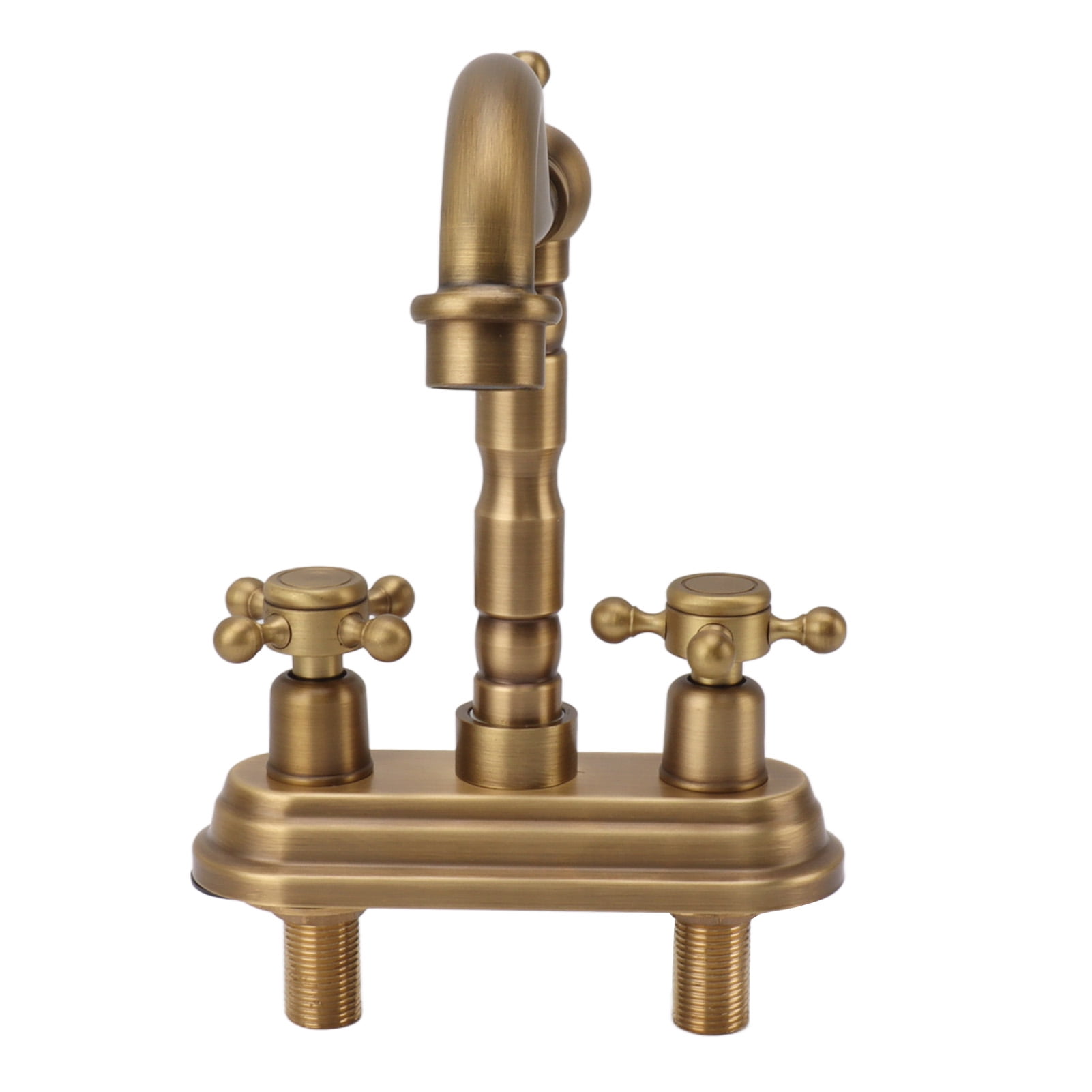 M Buder Antique Golden Brass Bathroom Sink Faucet, Dual Handle Hot and Cold Mixer Tap, Type 2