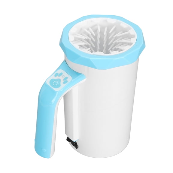 M Buder Automatic Dog Paw Cleaner Multifunction Powerful Silicone Bristles Rechargeable Portable Pet Paw Washer Cup for Large Dogs White Blue (6.30 x 4.53 x 7.09 in)