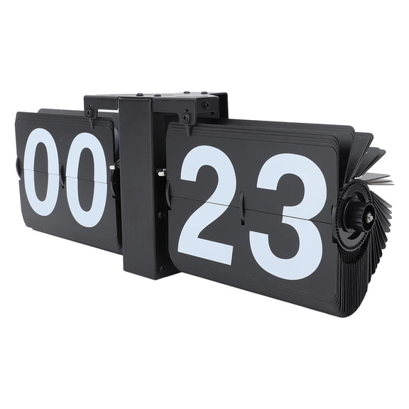 M Buder Automatic Flip Clock Minimalist Retro Mechanical Digital Flip Down Desk Clock for Office School Hotel Home Decor 24 Hours Display Stainless Steel Large Size (14.2 inches / 36 cm)