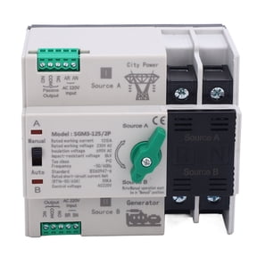 M Buder Automatic Transfer Switch, 125A 2P Double Power Changeover Switch for Generator, Millisecond Level Uninterrupted Dual Power Selector, 220V 400V