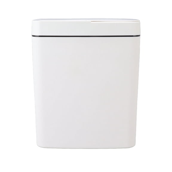 M Buder Automatic Trash Can 18L / 4.7 Gallon Smart Motion Sensor Garbage Bin with Lid, Touchless Waterproof Wastebasket for Bathroom, Bedroom, Kitchen, and Office, Modern White (12.2 x 10.2 x 7.5 in)