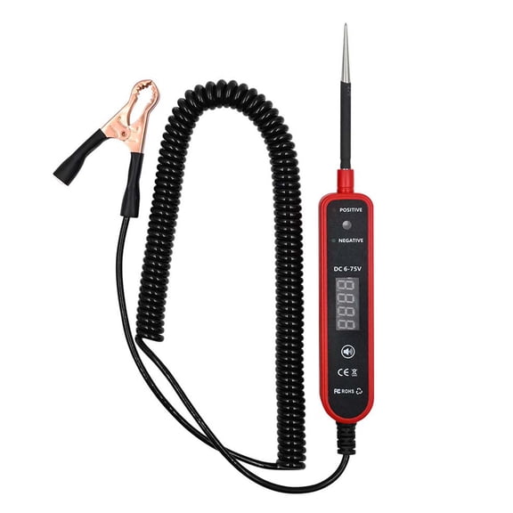 M Buder Automotive Circuit Tester 6-75V DC, LED Digital Display Auto Electrical Test Light, Polarity Continuity Checker for Car Truck Motorcycle, 9.06 inches / 23 cm, Red
