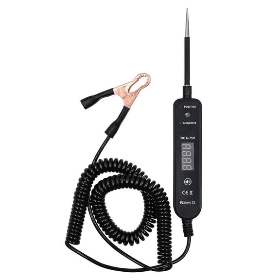 M Buder Automotive Circuit Tester 6-75V DC, LED Digital Display Auto Electrical Test Light, Polarity Continuity Checker for Car Truck Motorcycle, 9.06 inches / 23 cm, Black