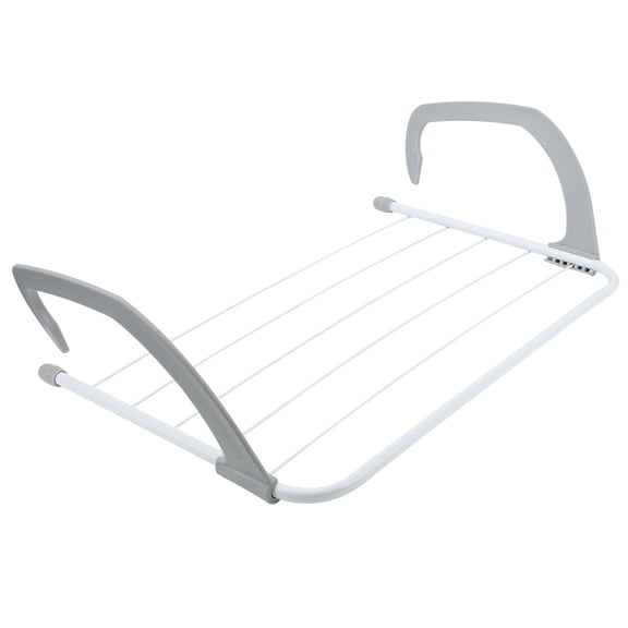 M Buder Balcony Retractable Folding Clothes Drying Rack Clothes Hanger for Indoor Outdoor Use, Gray, Small, Portable Space Saving Laundry Solution for Bedroom and Balcony